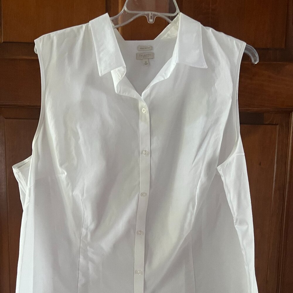 Talbots Classic White Sleeveless Blouse